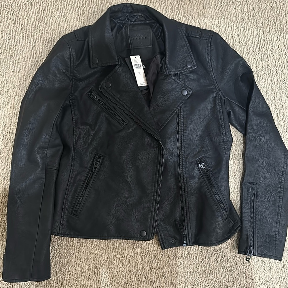 NWT Blank NYC black faux leather motorcycle jacket